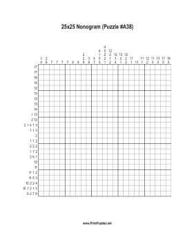 Nonogram - 25x25 - A38 Printable Puzzle