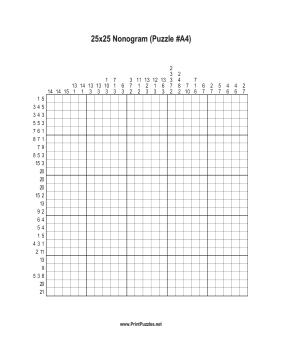 Nonogram - 25x25 - A4 Printable Puzzle