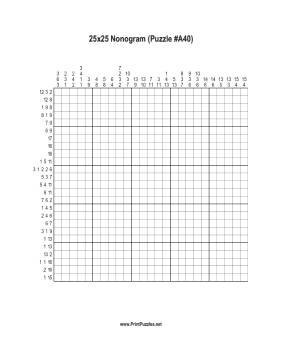 Nonogram - 25x25 - A40 Printable Puzzle