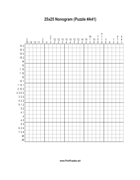 Nonogram - 25x25 - A41 Printable Puzzle