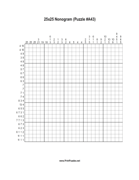 Nonogram - 25x25 - A43 Printable Puzzle
