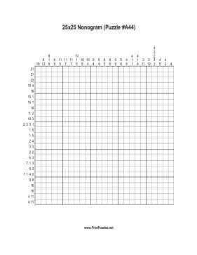 Nonogram - 25x25 - A44 Printable Puzzle