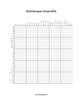 Nonogram - 25x25 - A45 Printable Puzzle