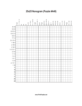 Nonogram - 25x25 - A48 Printable Puzzle