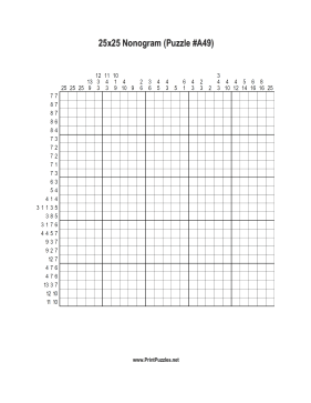 Nonogram - 25x25 - A49 Printable Puzzle