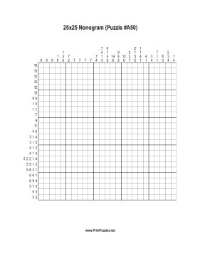 Nonogram - 25x25 - A50 Printable Puzzle