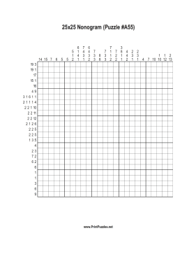 Nonogram - 25x25 - A55 Printable Puzzle