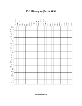 Nonogram - 25x25 - A56 Printable Puzzle