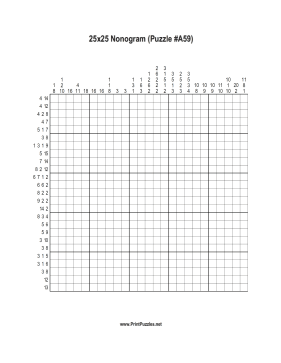 Nonogram - 25x25 - A59 Printable Puzzle