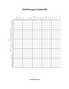 Nonogram - 25x25 - A6 Printable Puzzle