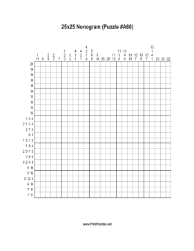 Nonogram - 25x25 - A60 Printable Puzzle