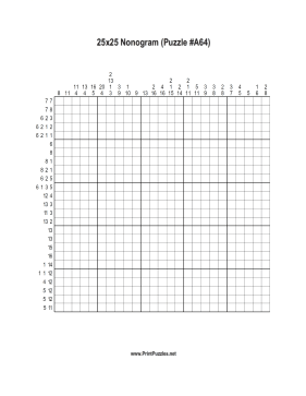 Nonogram - 25x25 - A64 Printable Puzzle