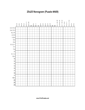 Nonogram - 25x25 - A69 Printable Puzzle