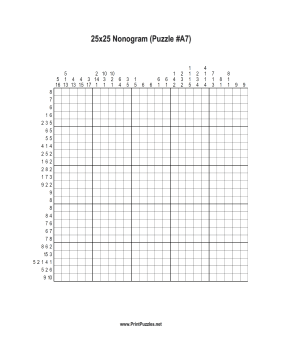 Nonogram - 25x25 - A7 Printable Puzzle