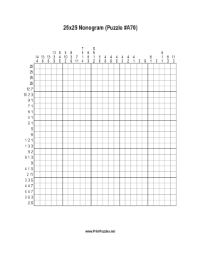 Nonogram - 25x25 - A70 Printable Puzzle
