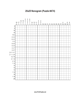 Nonogram - 25x25 - A74 Printable Puzzle