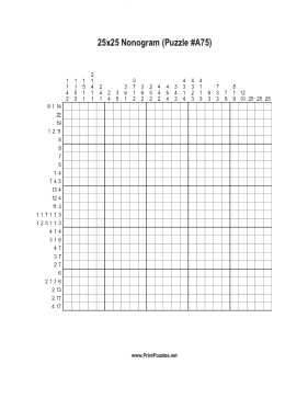 Nonogram - 25x25 - A75 Printable Puzzle