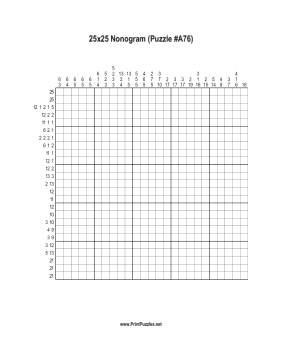 Nonogram - 25x25 - A76 Printable Puzzle