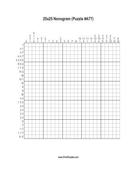 Nonogram - 25x25 - A77 Printable Puzzle