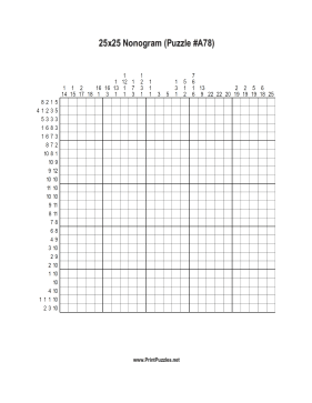 Nonogram - 25x25 - A78 Printable Puzzle