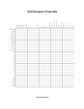 Nonogram - 25x25 - A8 Printable Puzzle