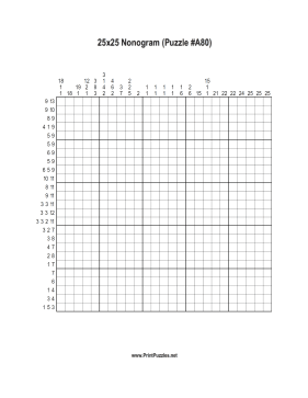 Nonogram - 25x25 - A80 Printable Puzzle