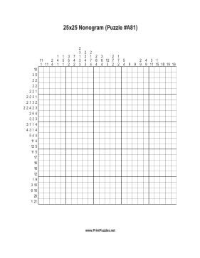 Nonogram - 25x25 - A81 Printable Puzzle