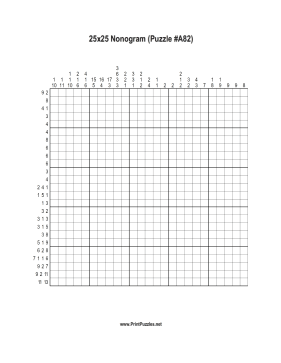 Nonogram - 25x25 - A82 Printable Puzzle