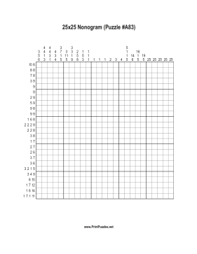 Nonogram - 25x25 - A83 Printable Puzzle