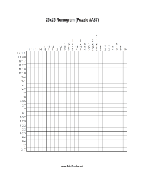 Nonogram - 25x25 - A87 Printable Puzzle
