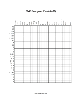 Nonogram - 25x25 - A88 Printable Puzzle