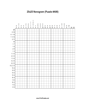 Nonogram - 25x25 - A90 Printable Puzzle