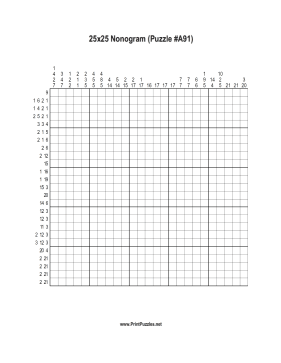 Nonogram - 25x25 - A91 Printable Puzzle