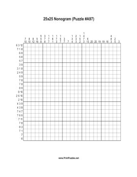 Nonogram - 25x25 - A97 Printable Puzzle