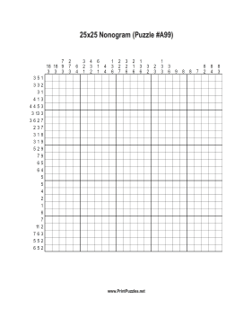 Nonogram - 25x25 - A99 Printable Puzzle