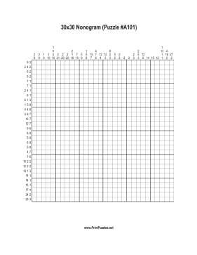 Nonogram - 30x30 - A101 Printable Puzzle