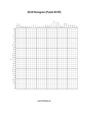 Nonogram - 30x30 - A105 Printable Puzzle