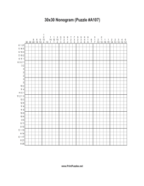 Nonogram - 30x30 - A107 Printable Puzzle