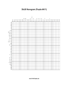 Nonogram - 30x30 - A11 Printable Puzzle