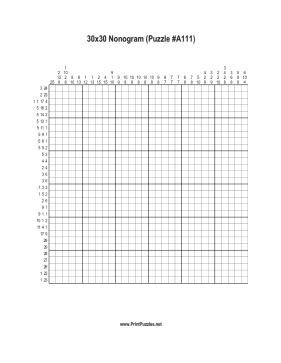 Nonogram - 30x30 - A111 Printable Puzzle