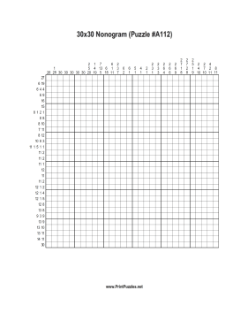 Nonogram - 30x30 - A112 Printable Puzzle