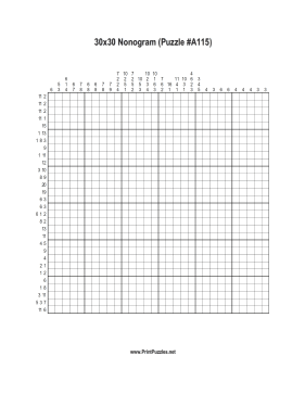 Nonogram - 30x30 - A115 Printable Puzzle