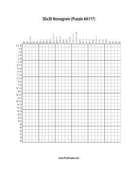 Nonogram - 30x30 - A117 Printable Puzzle
