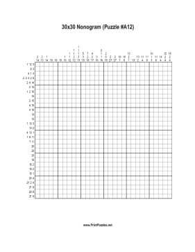 Nonogram - 30x30 - A12 Printable Puzzle