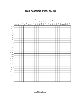 Nonogram - 30x30 - A120 Printable Puzzle