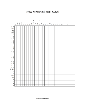 Nonogram - 30x30 - A121 Printable Puzzle