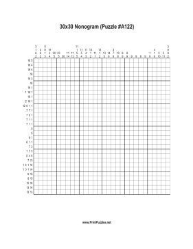 Nonogram - 30x30 - A122 Printable Puzzle