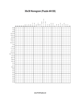 Nonogram - 30x30 - A126 Printable Puzzle