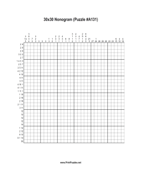 Nonogram - 30x30 - A131 Printable Puzzle