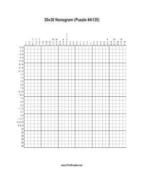 Nonogram - 30x30 - A135 Printable Puzzle